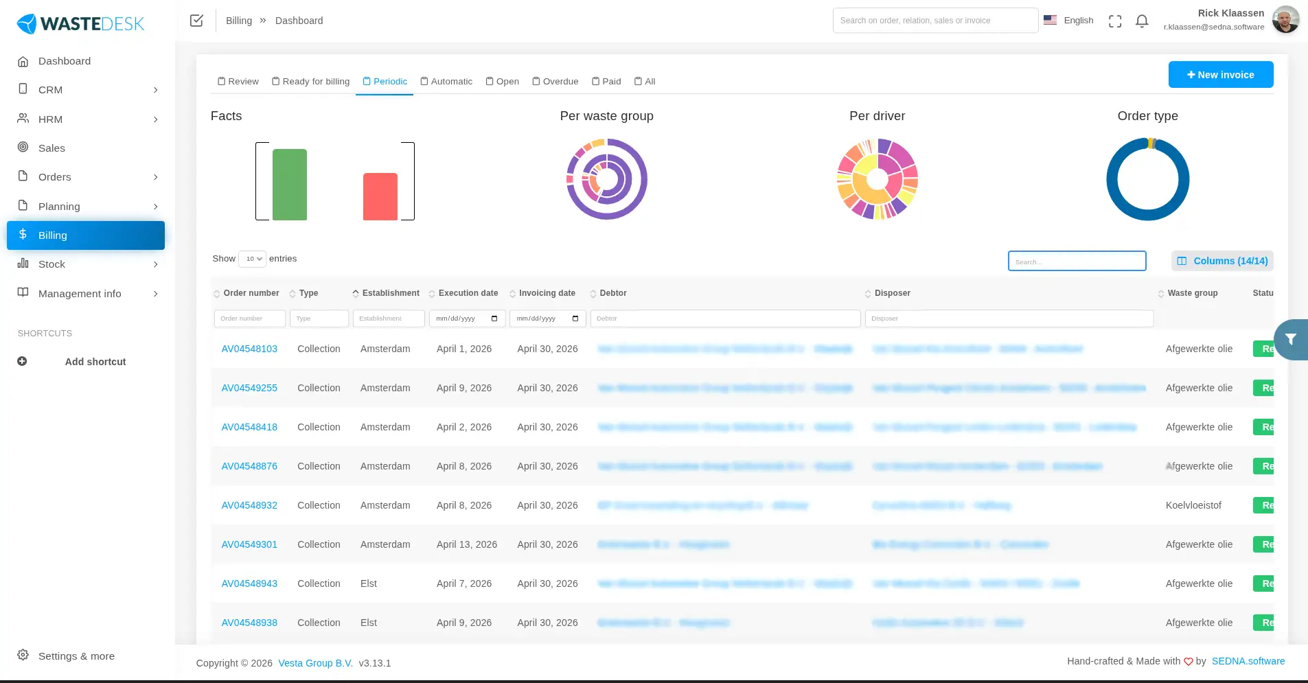 Billing dashboard